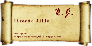 Mizerák Júlia névjegykártya